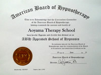 American Board of Hypnotherapy(米国催眠療法協会) のインストラクター認定証